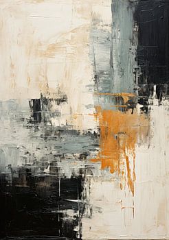 Abstraktes Gemälde Kunstdruck Modern Schwarz Weiß