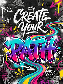 Gestalte deinen eigenen Weg – Lebendige urbane Graffiti-Typografie, motivierendes Street-Art-Design von Riswan Ratta