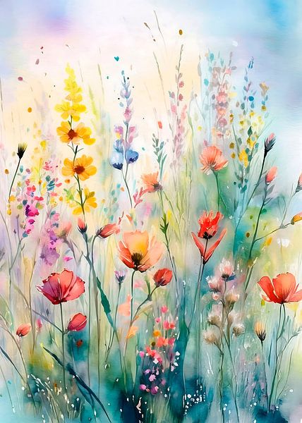 Sommer! Gelassenes Blumenfeld von Studio Pieternel