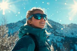 Frau im Schnee mit Sonnenbrille von Poster Art Shop