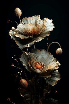 Papaverbloemen in Goud no.6 van Studio BB