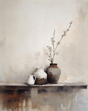 Still life in earth tones, Japandi style by Japandi Art Studio