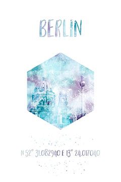 Coordonnées BERLINER DOM & TV tower | Aquarelle sur Melanie Viola