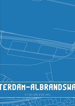 Blauwdruk | Landkaart | Rotterdam-Albrandswaard (Zuid-Holland) van MijnStadsPoster