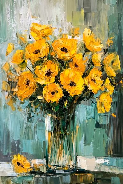 Gele bloemenpracht van Poster Art Shop