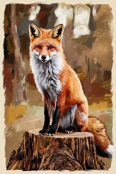 Fuchs auf Baumstumpf im Wald von Imperial Art House