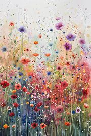 Fleurs Style Monet | Champ floral Impressionnisme sur Art Merveilleux