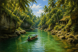Der Maron-Fluss – Tropischer, smaragdgrüner Wasserweg in Pacitan, Ost-Java von Vínculae