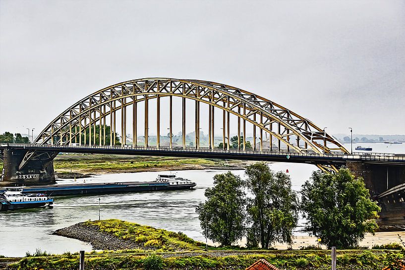 De Waalbrug bij Nijmegen (combinatie HDR en schilderij) van Art by Jeronimo