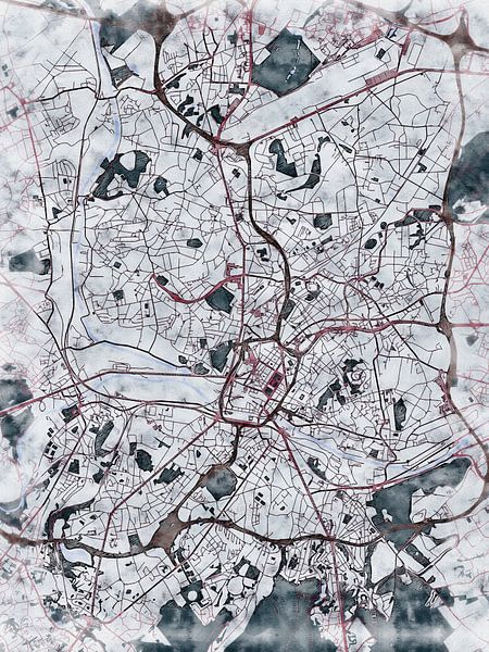 Carte de Charleroi avec le style 'White Winter' par Maporia
