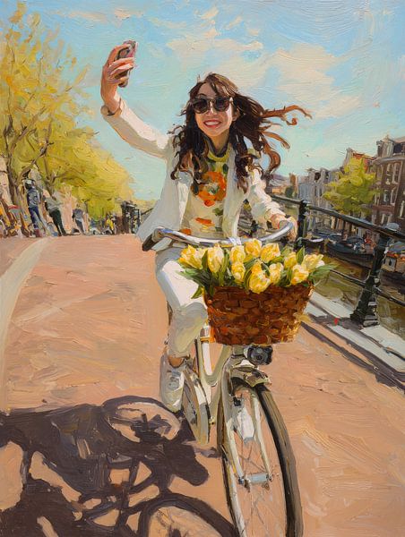 Cheerful spring bike ride in Amsterdam with tulips and sunshine by But First Framing