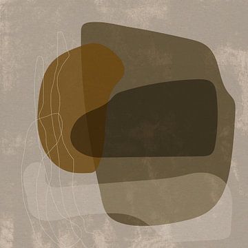 Abstract organic shapes in ocher, brown, beige and off white by Dina Dankers