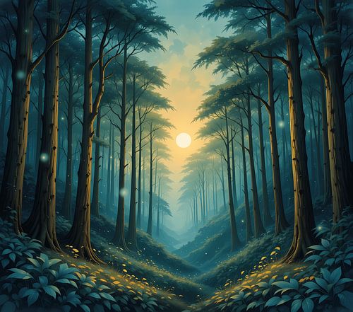 Hemelse Sereniteit: Een bospad onder de sterren