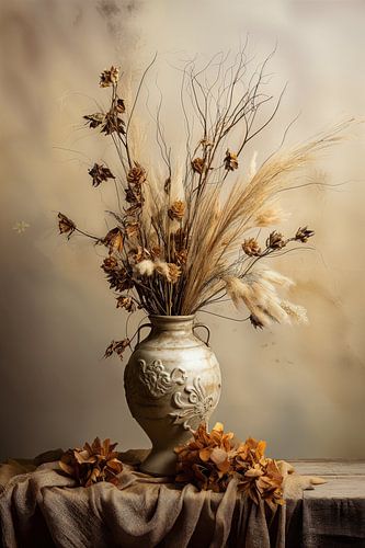 Stilleven met gedroogde bloemen