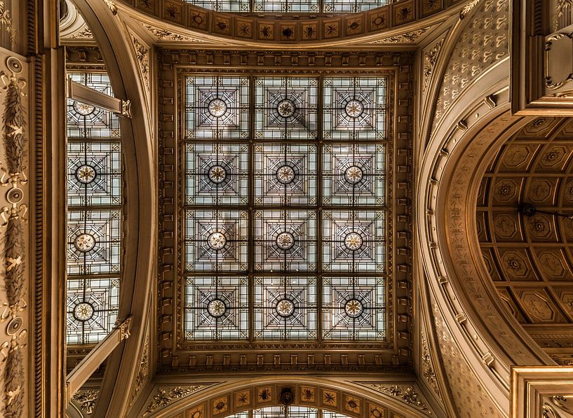 Brussels Old Town, Belgium - Decorated interior and roof of Le M van Werner Lerooy