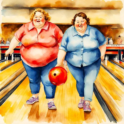 De gezellige dames bowlen