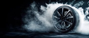 Tyre spins in a cloud of fog by Poster Art Shop