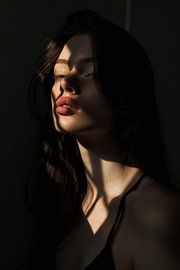 Woman in strip light