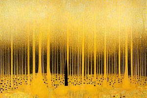 Neblige Bäume im Stil von Gustav Klimt