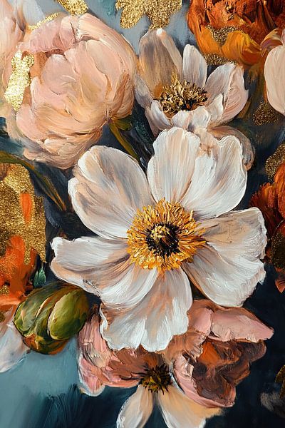Flowers Gold | Floral Elegance by Wonderful Art