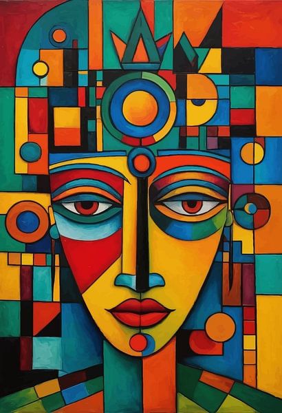Abstract African Cubist Woman Art Portrait by MIROKKU