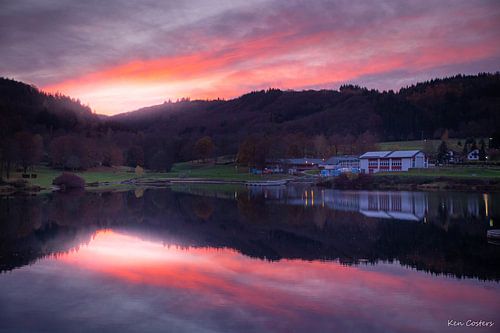 Pink sunset over Eifel National Park