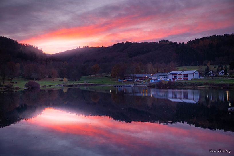 Pink sunset over Eifel National Park by Ken Costers
