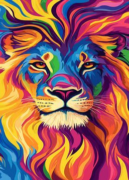 Regenbogen Löwengesicht mit Kraft von Art Kingdom