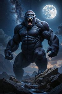 NOXGORATH – Un gorille gigantesque rugit sous la lune et la Voie lactée