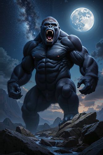 NOXGORATH – A gigantic gorilla roars beneath the moon and the Milky Way by INFERAURUM