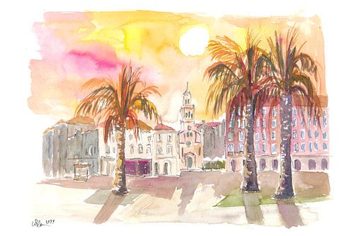 Genießen Sie die Palmen in Split Kroatien mit warmem Sonnenlicht