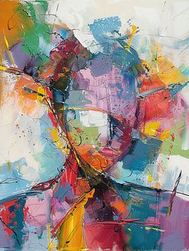 Abstract Portret met Dynamische Kleuren van Kunst Kriebels