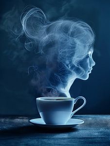 eine Tasse Kaffee oder Cappuccino mit einer weiblichen Person trinken