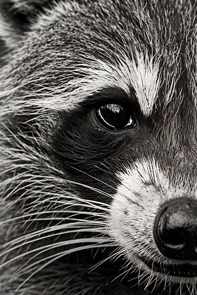 Gros plan sur le visage d'un raton laveur par Art & Soul Creations
