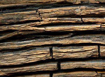 Verweerde schors van een oude moeraseik, drijfhout, houtstructuur van Susanne Kanamüller