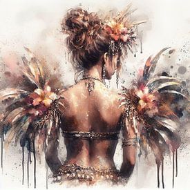 Verziertes florales Rückenportrait von Chromatic Fusion Studio