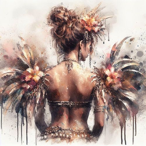 Sierlijk gebloemd rugportret