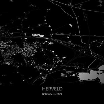 Zwart-witte landkaart van Herveld, Gelderland. van Rezona