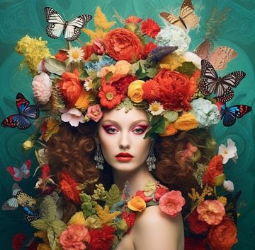 Extravagant Floral Fantasy The Woman as Natural Queen by Color Square