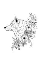 Wolf met bloemen illustratie