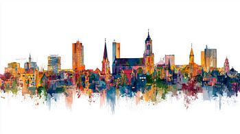 Eindhoven Aquarel - Moderne Architectuur Kunst