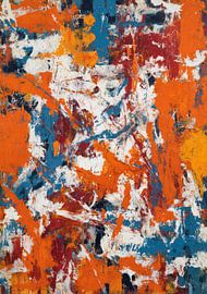Abstrakte Komposition in Orange Blau Weiß von Niklas Maximilian