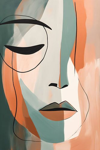 Visage de femme minimaliste abstrait