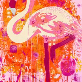 The flamingo with pink feathers von Gabi Hampe