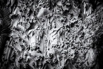 Musicians Sculptures - Sagrada Famiglia, Barcelona - Black and White by Andreea Eva Herczegh