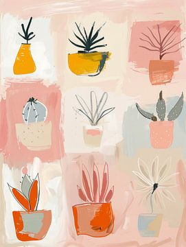 Cheerful botanical still lifes, illustration