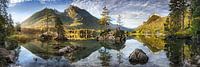 Hintersee landscape in Bavaria with mountain panorama.