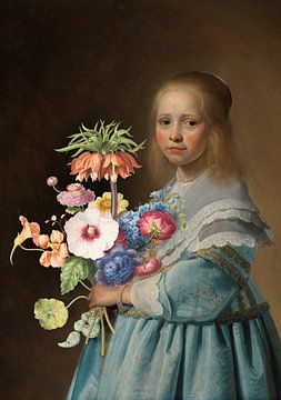 Portret van een Meisje in het Blauw (in de lente) van Marja van den Hurk