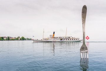 El vapor Vevey navegando por el lago Leman (Suiza) van Carlos Charlez