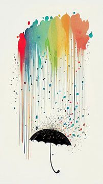 Rainbow Umbrella Painting by Preet Lambon